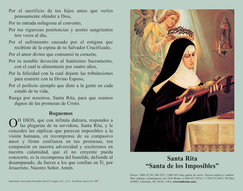 Oración a Santa Rita: Spanish Prayercard (Pack of 100)